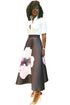 Sexy Big Flower Print Black High Waist Maxi Skirt